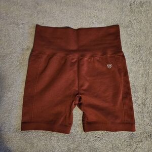 Red Active Seamless High Rise Biker Shorts